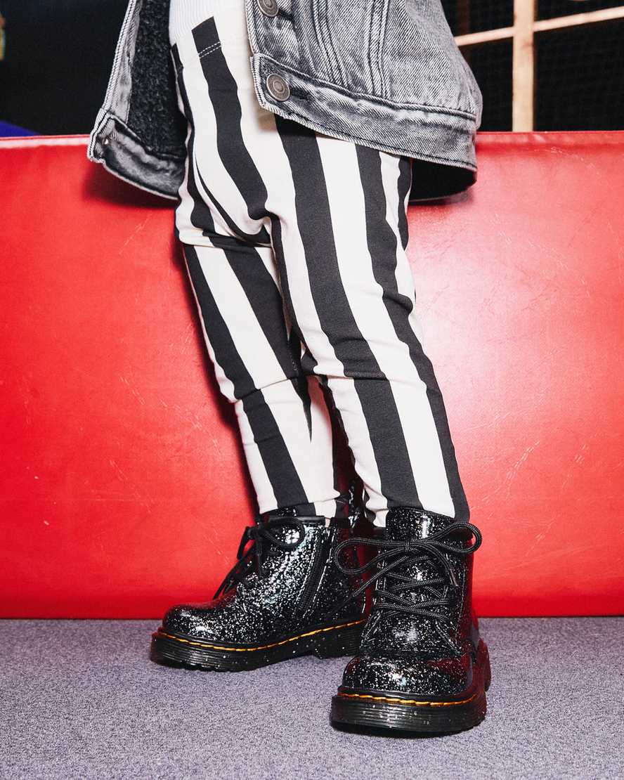 black dr martens 1460 glitter ankle kids casual boots