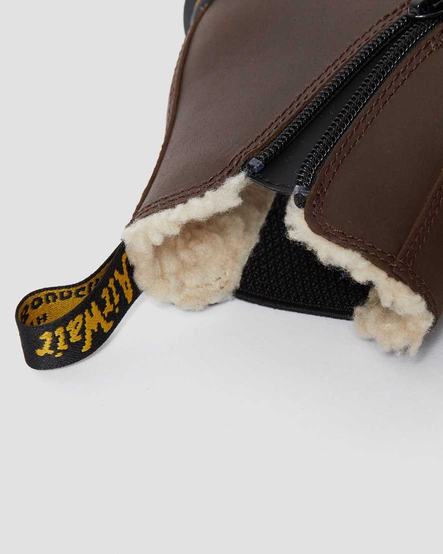 dark brown dr martens 2976 faux fur lined kids chelsea boots