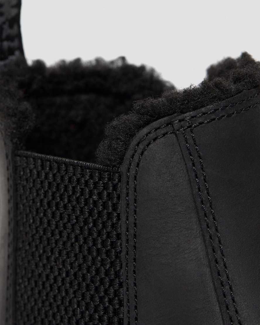 black dr martens 2976 faux fur lined kids chelsea boots