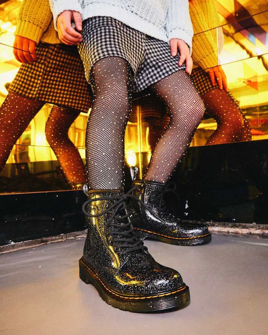 black dr martens 1460 glitter kids lace up boots