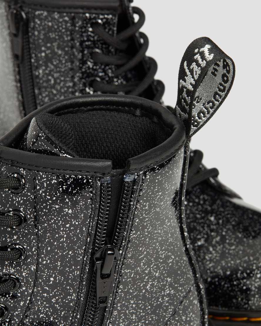 black dr martens 1460 glitter kids lace up boots