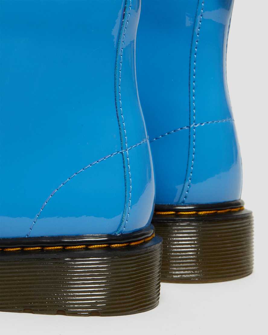 blue dr martens 1460 patent kids lace up boots