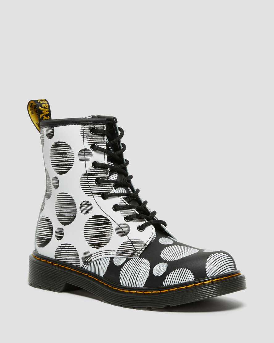 black dr martens 1460 polka dot kids lace up boots