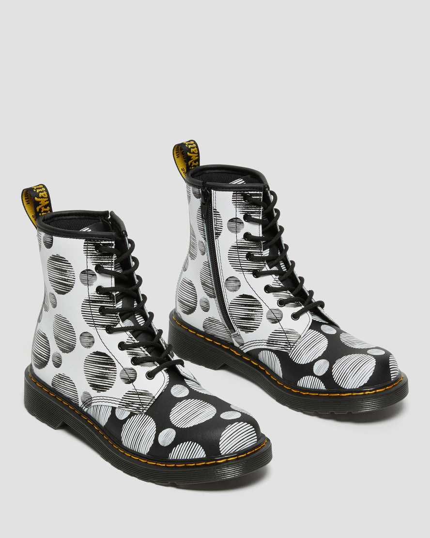 black dr martens 1460 polka dot kids lace up boots