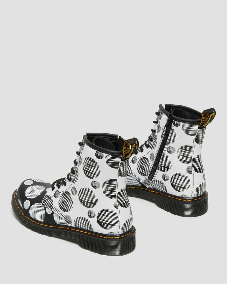 black dr martens 1460 polka dot kids lace up boots