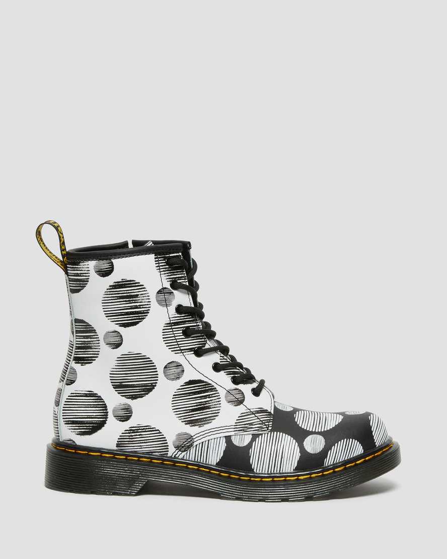 black dr martens 1460 polka dot kids lace up boots