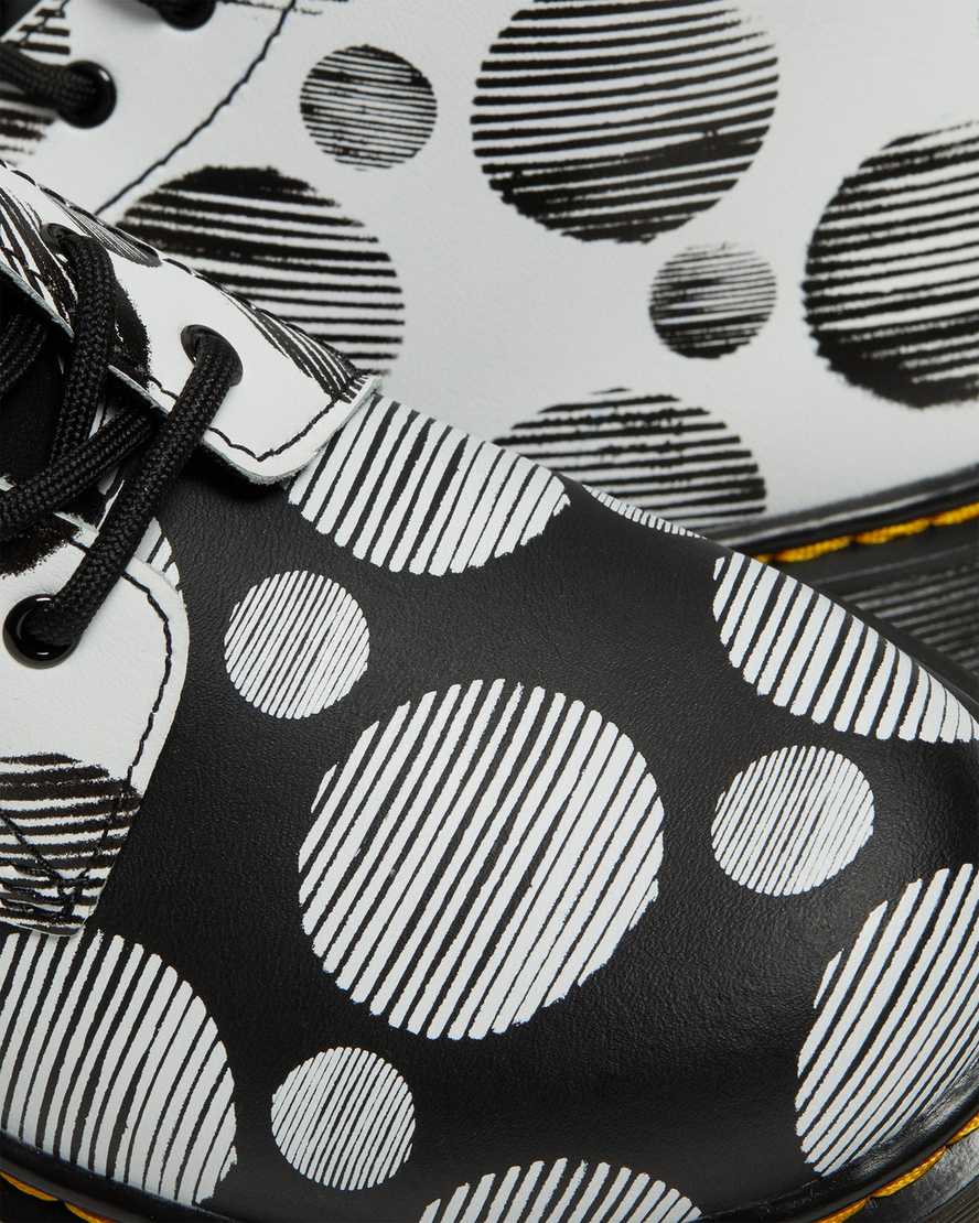 black dr martens 1460 polka dot kids lace up boots