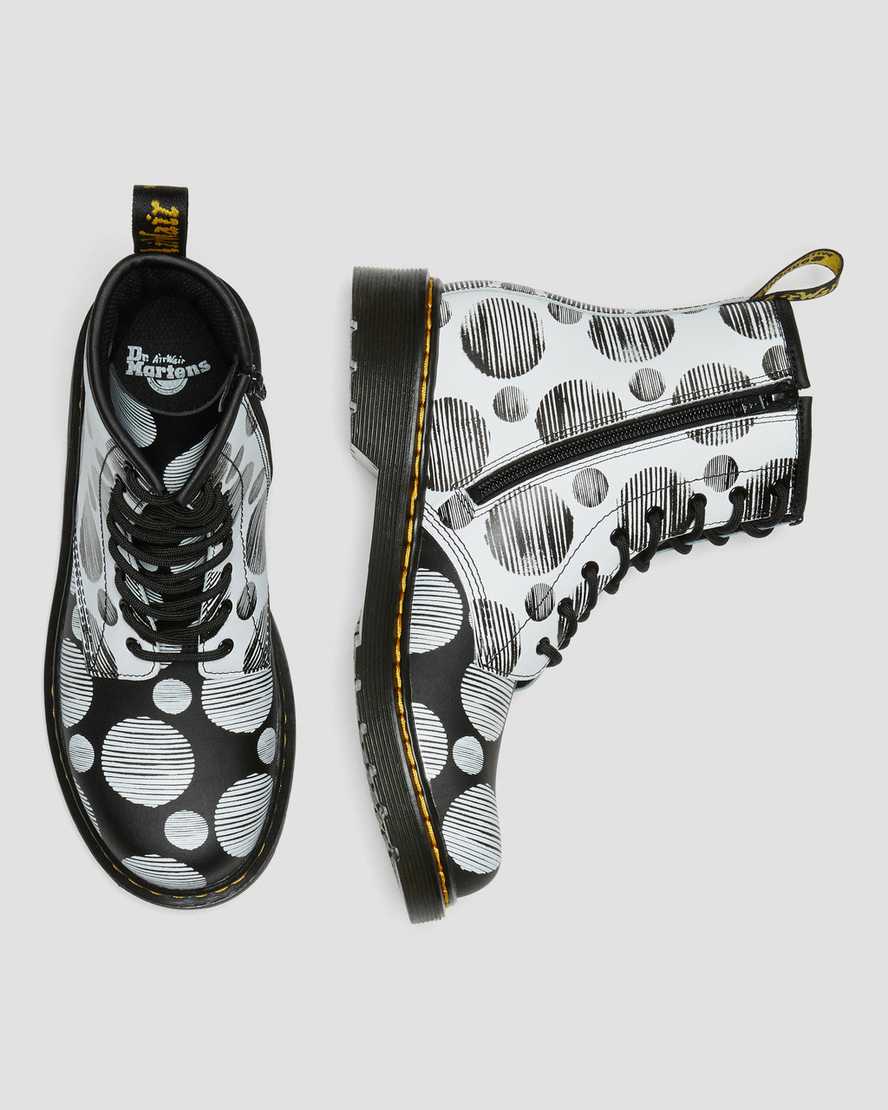 black dr martens 1460 polka dot kids lace up boots