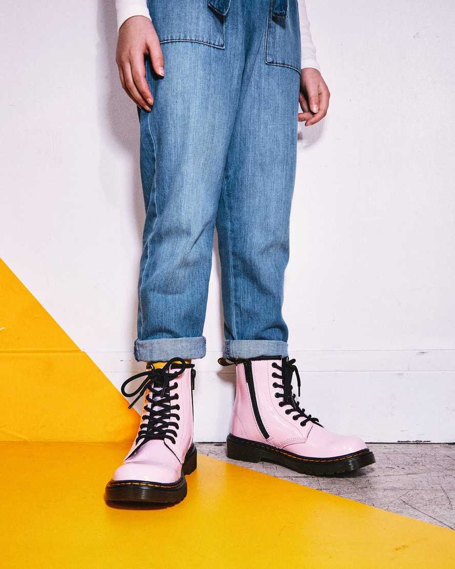 pink dr martens 1460 patent kids lace up boots