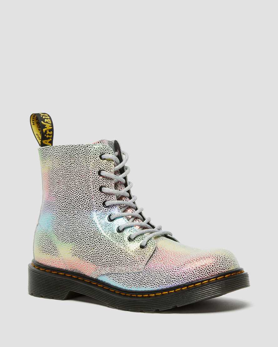 multicolor dr martens 1460 pascal iridescent kids lace up boots