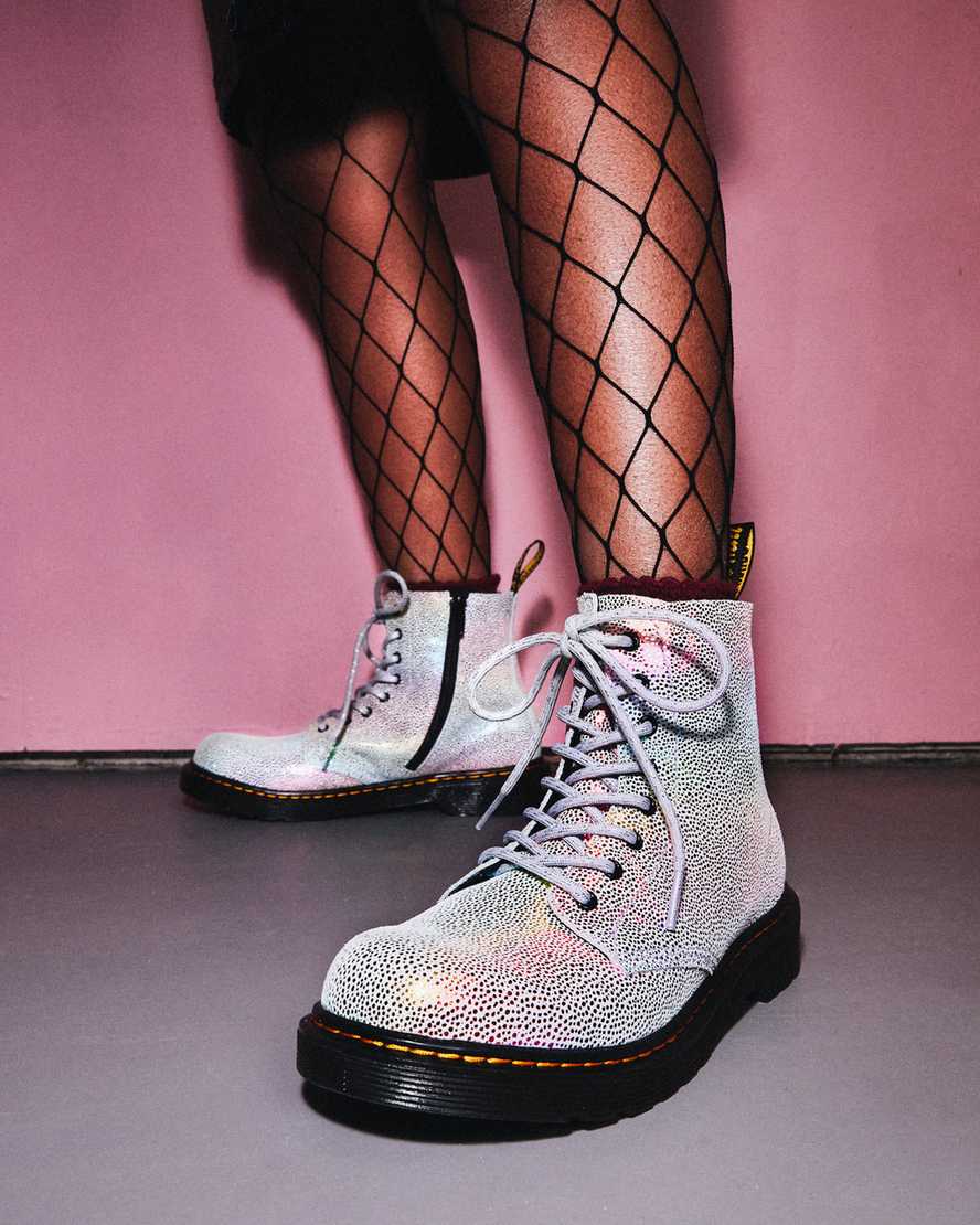 multicolor dr martens 1460 pascal iridescent kids lace up boots