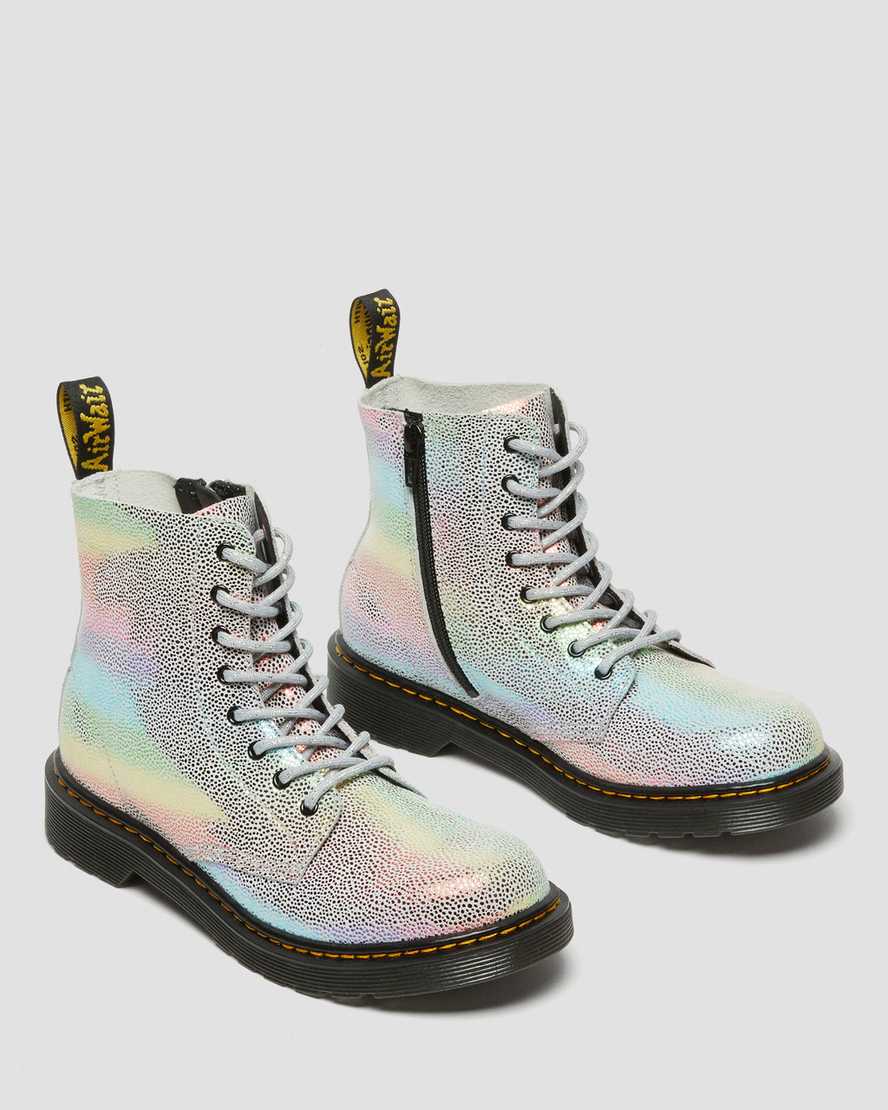 multicolor dr martens 1460 pascal iridescent kids lace up boots