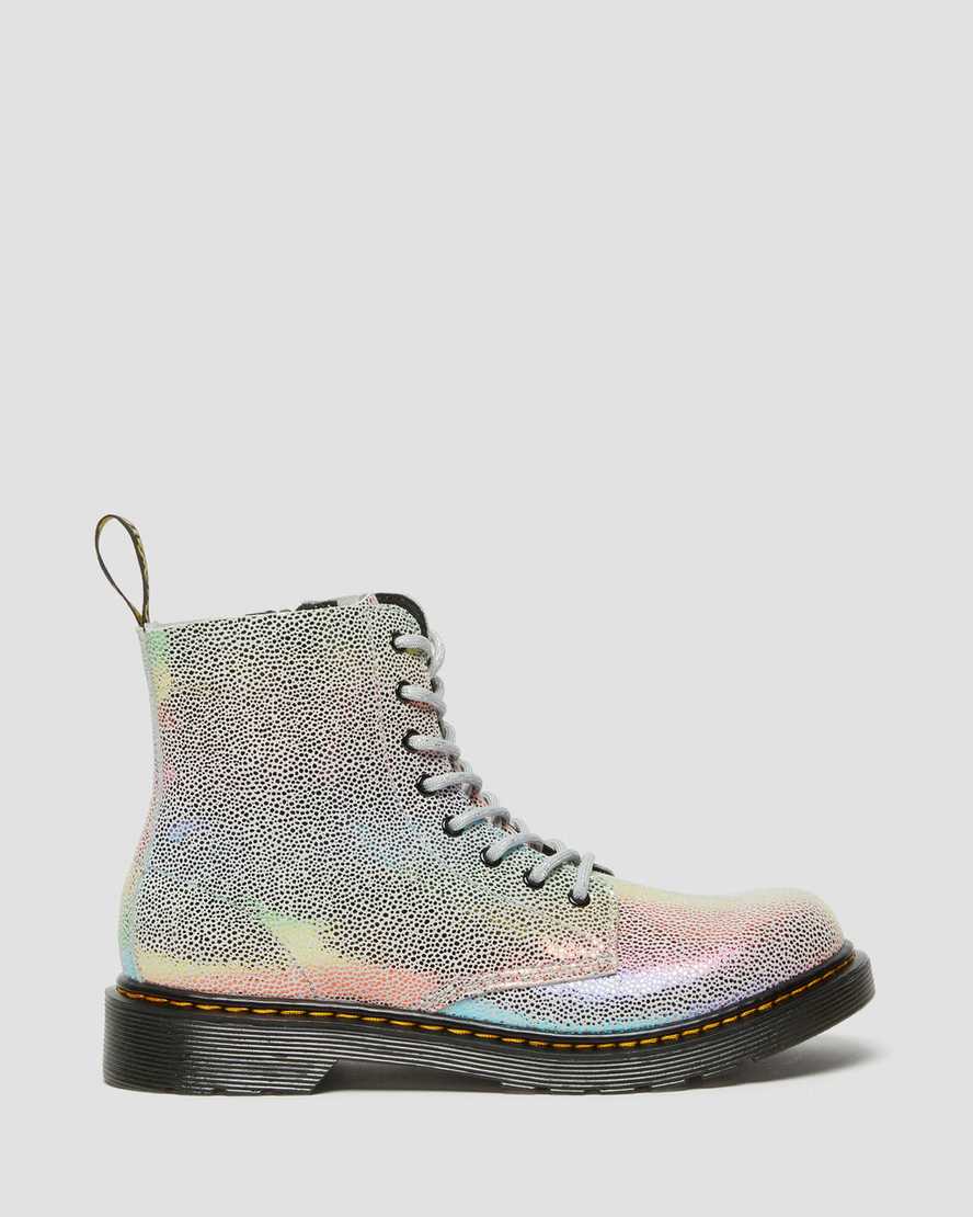 multicolor dr martens 1460 pascal iridescent kids lace up boots