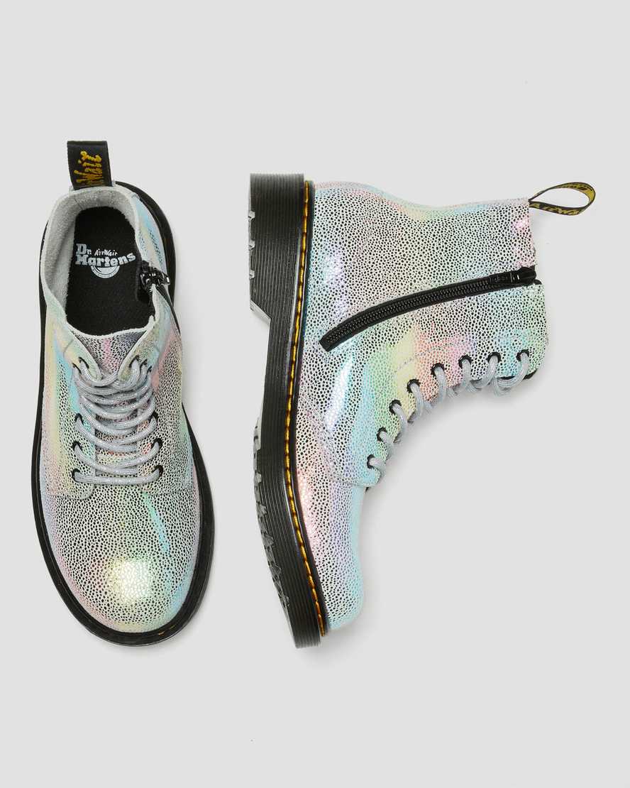 multicolor dr martens 1460 pascal iridescent kids lace up boots