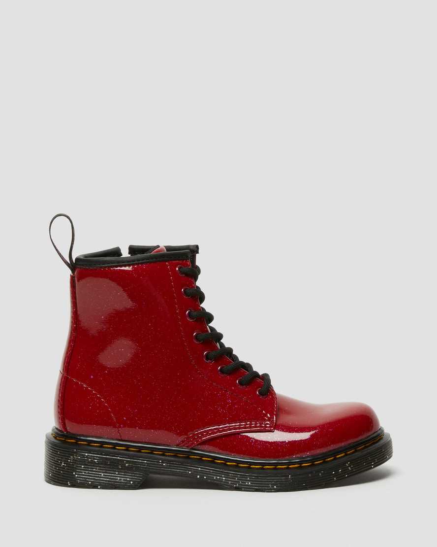 red dr martens 1460 glitter kids lace up boots