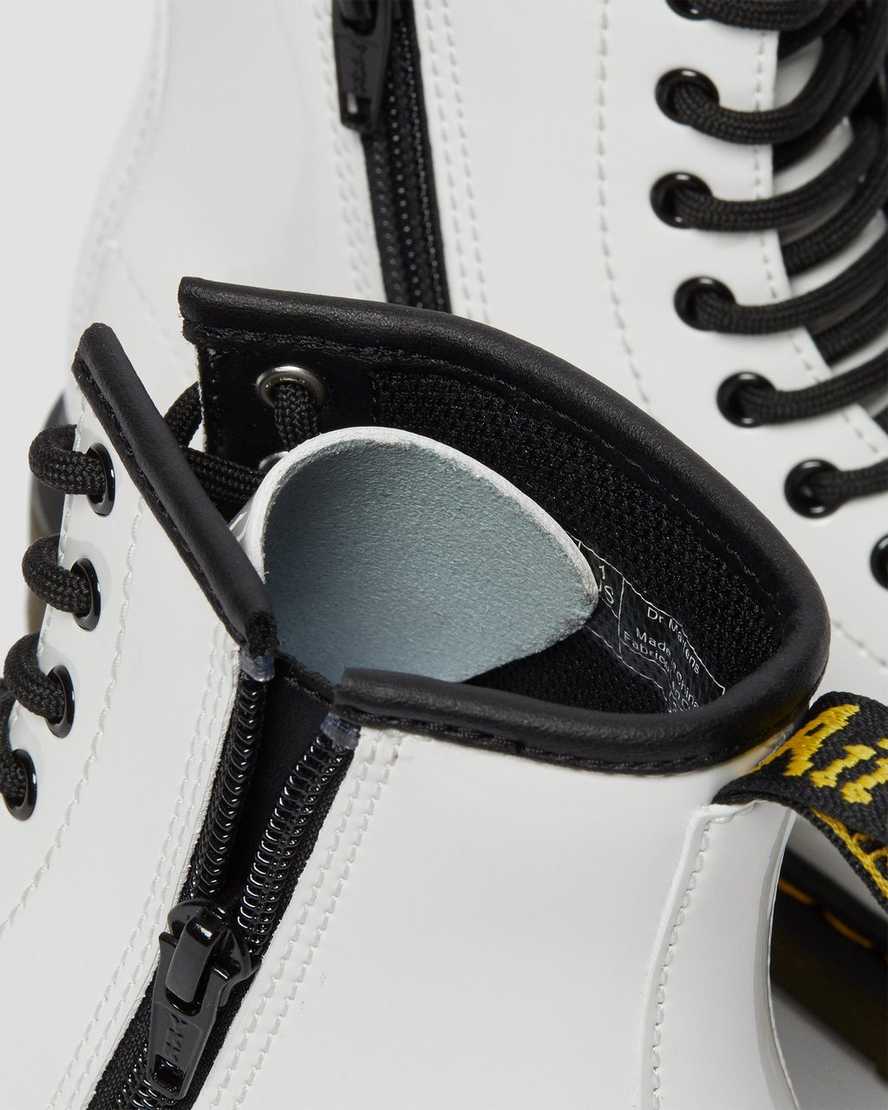 white dr martens 1460 patent kids lace up boots