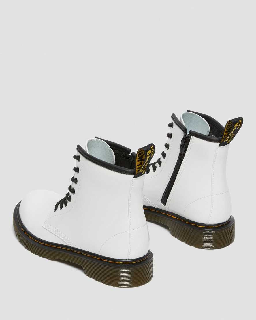 white dr martens 1460 patent kids lace up boots