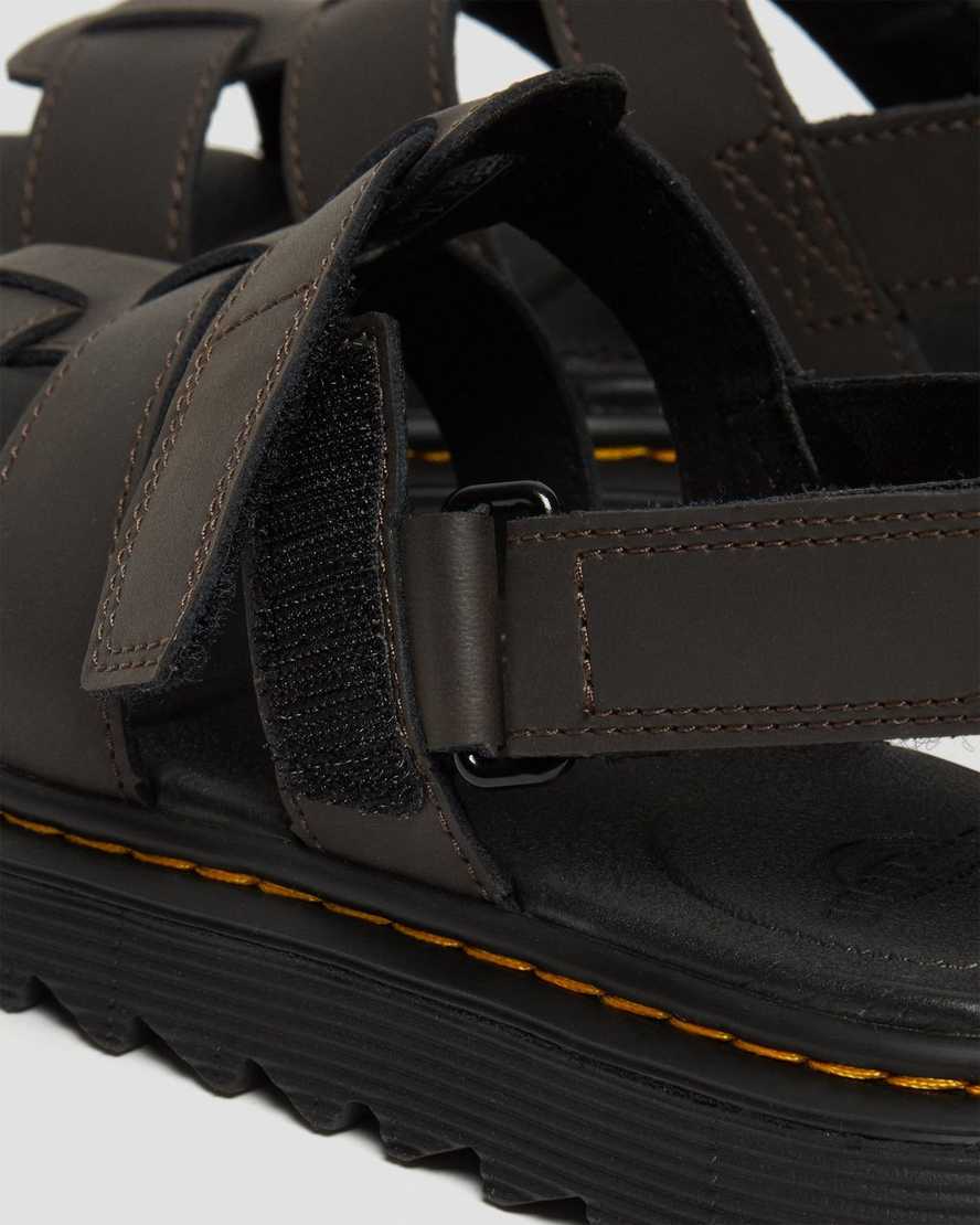 dark brown dr martens terry strap kids sandals