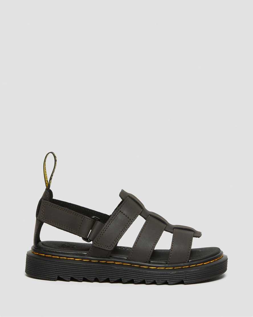 dark brown dr martens terry strap kids sandals