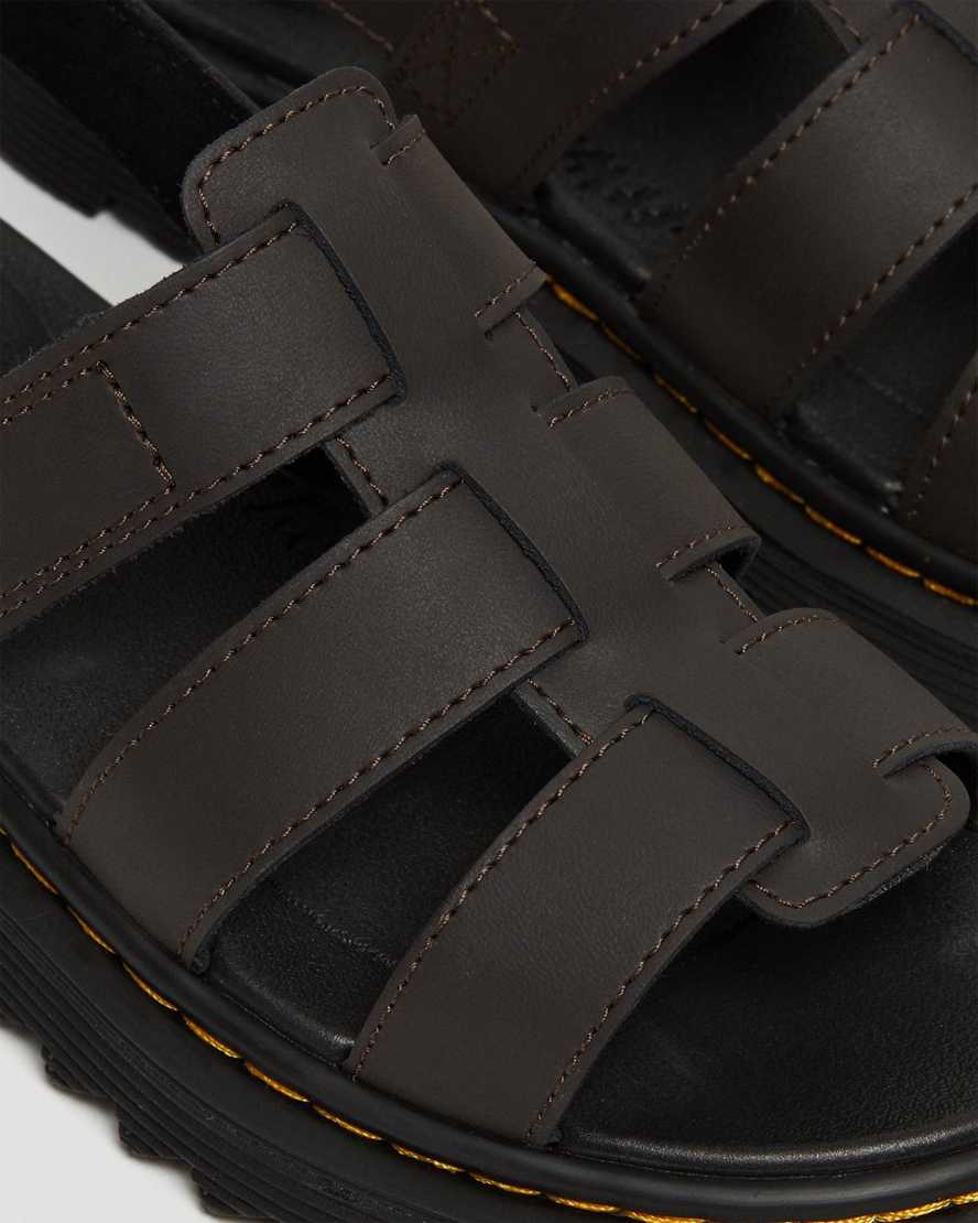 dark brown dr martens terry strap kids sandals