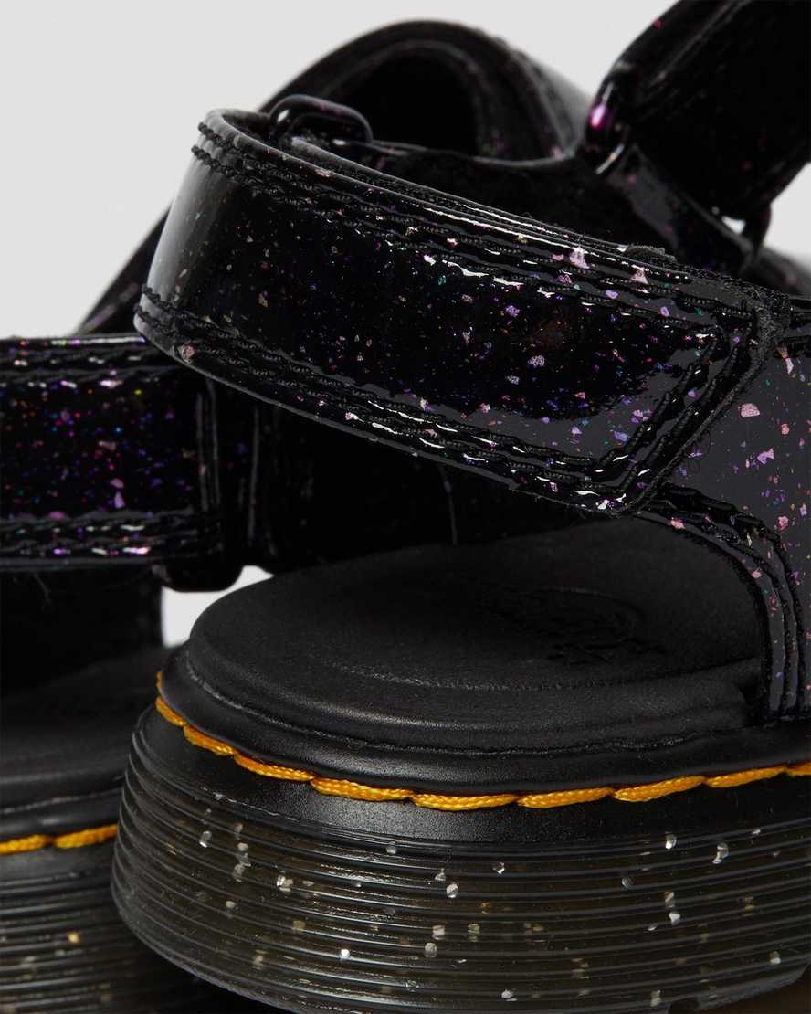 purple dr martens romi glitter kids sandals