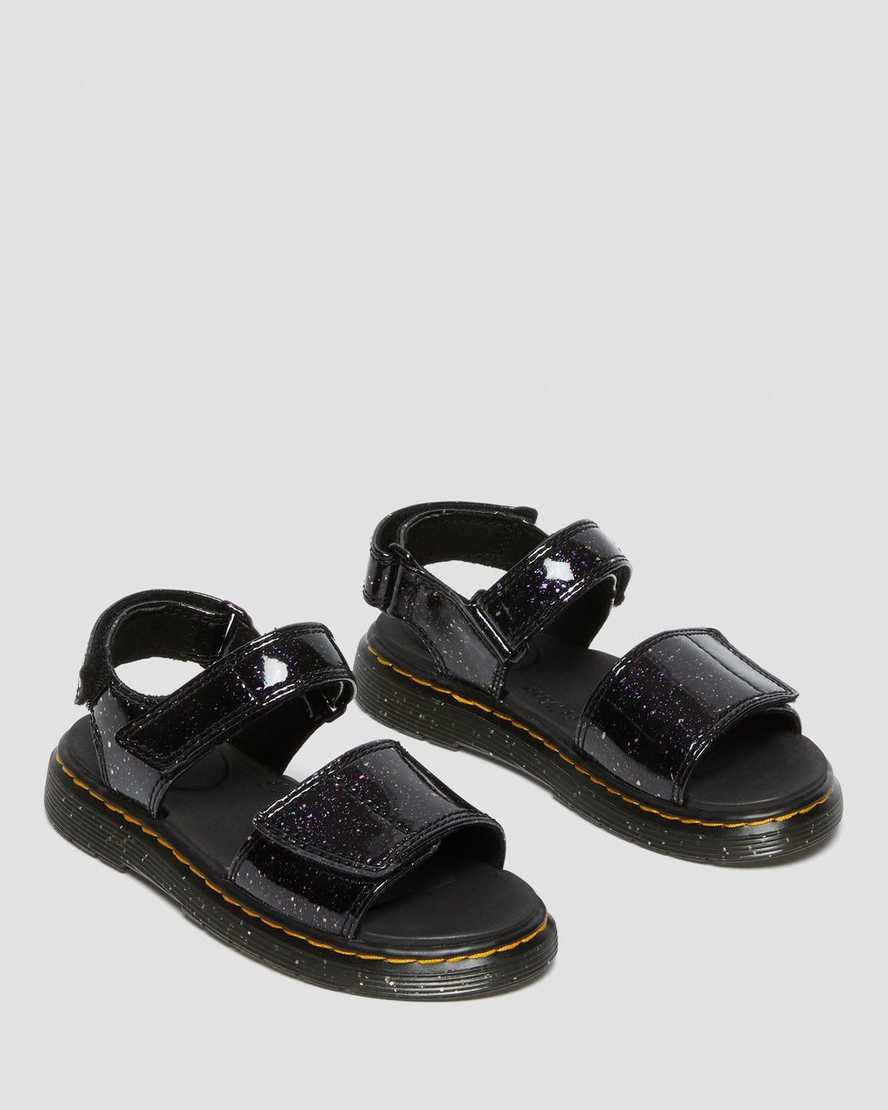 purple dr martens romi glitter kids sandals