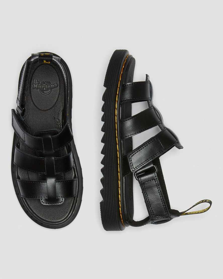 black dr martens terry strap kids sandals