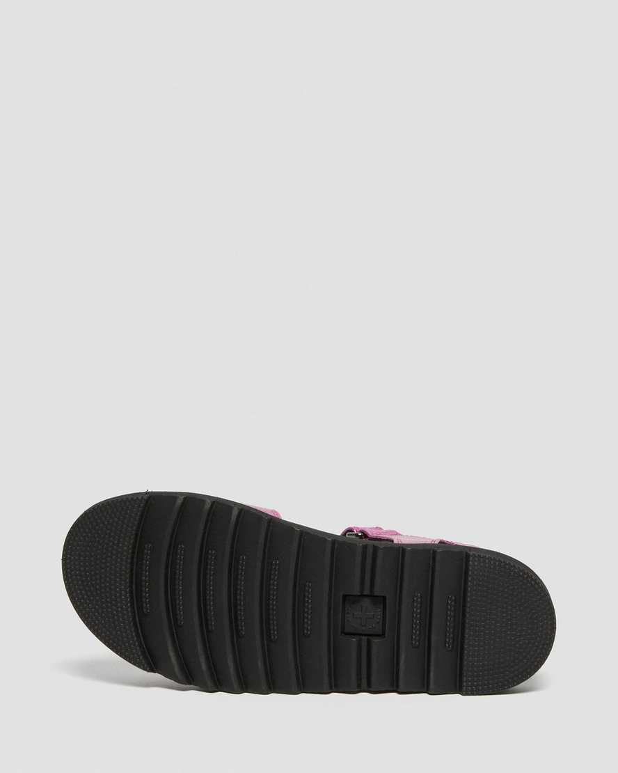 pink dr martens klaire reptile emboss strap kids sandals