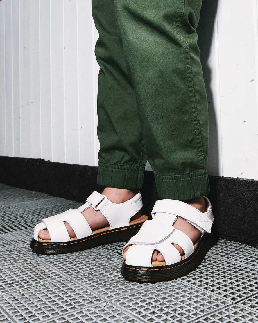 white dr martens moby ii velcro kids sandals