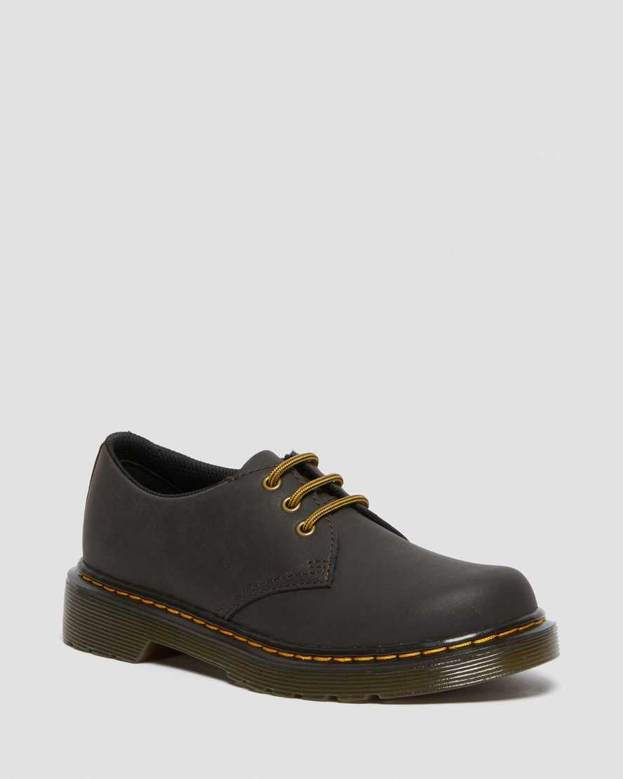 dark brown dr martens 1461 wildhorse kids shoes