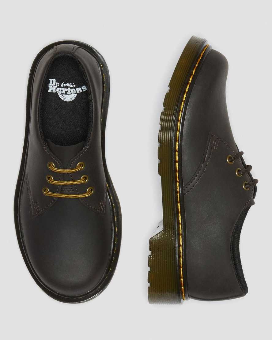 dark brown dr martens 1461 wildhorse kids shoes