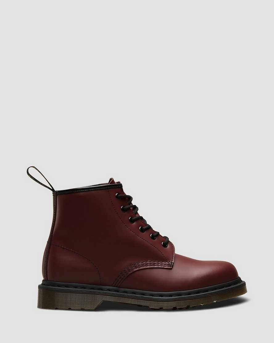 red dr martens 101 smooth mens ankle boots