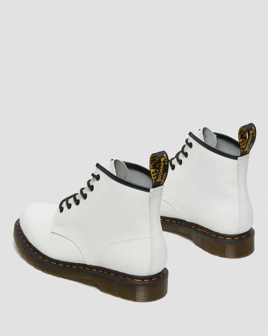 white dr martens 101 yellow stitch smooth mens ankle boots
