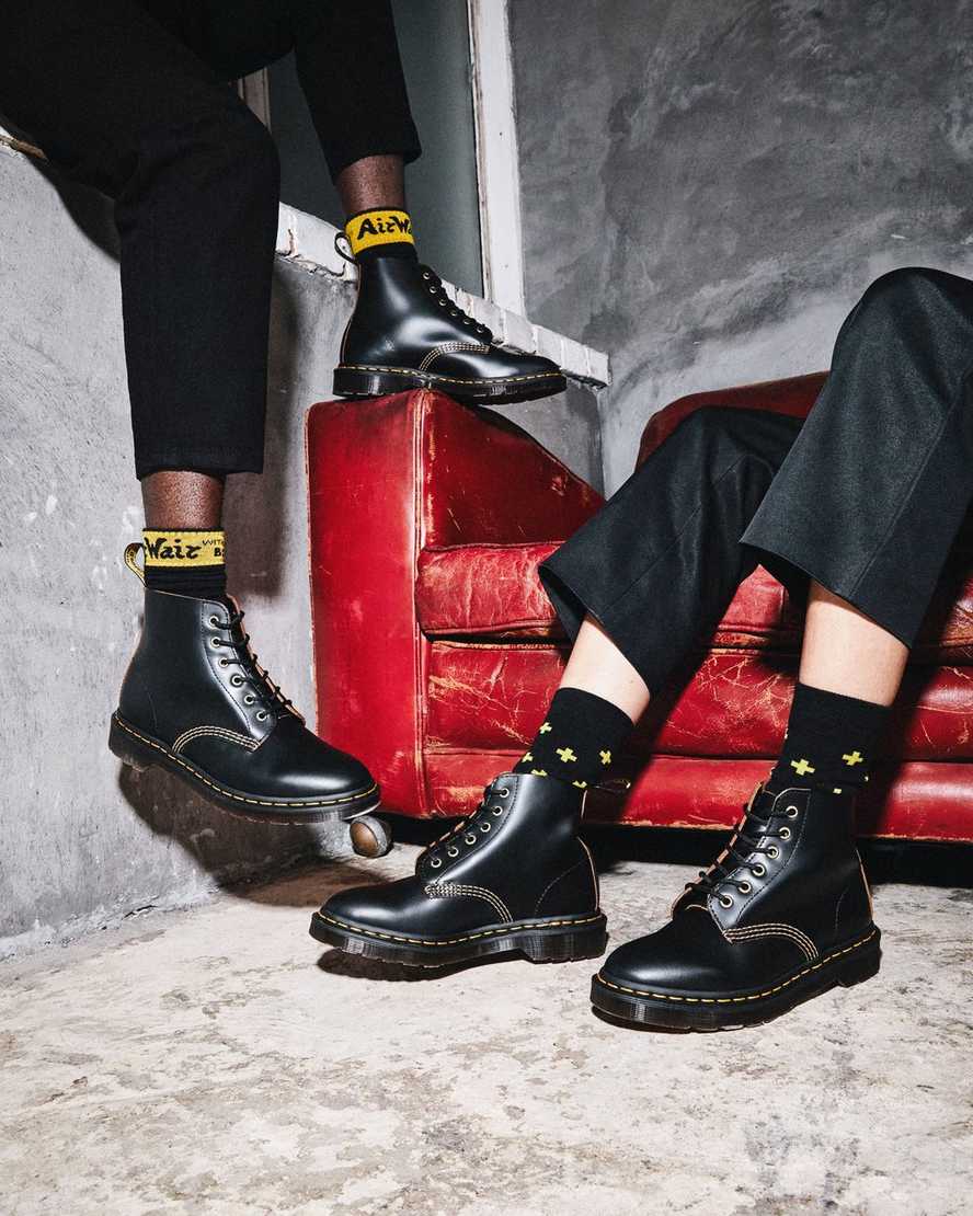 black dr martens 101 vintage smooth mens ankle boots