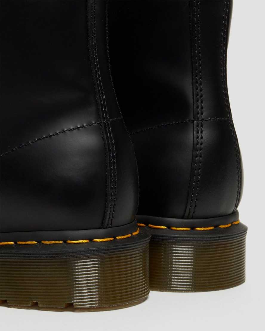 black dr martens 101 yellow stitch smooth mens ankle boots