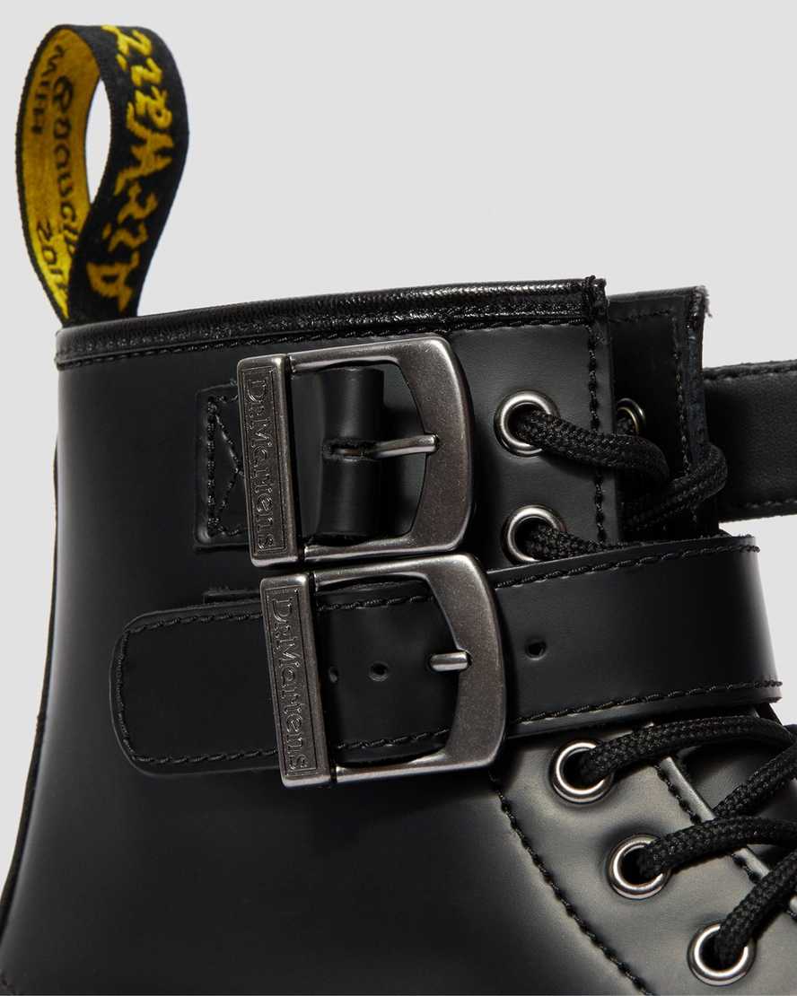 black dr martens 1460 smooth mens buckle boots