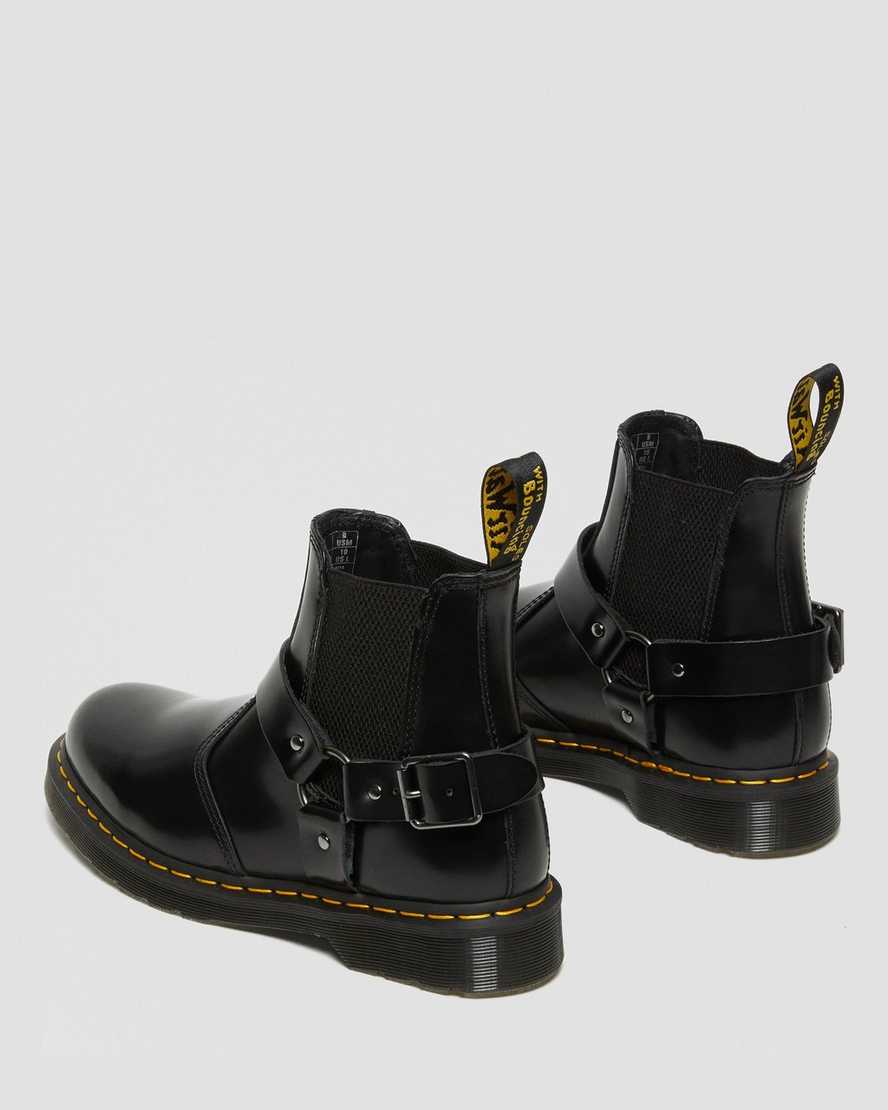 black dr martens wincox smooth mens buckle boots