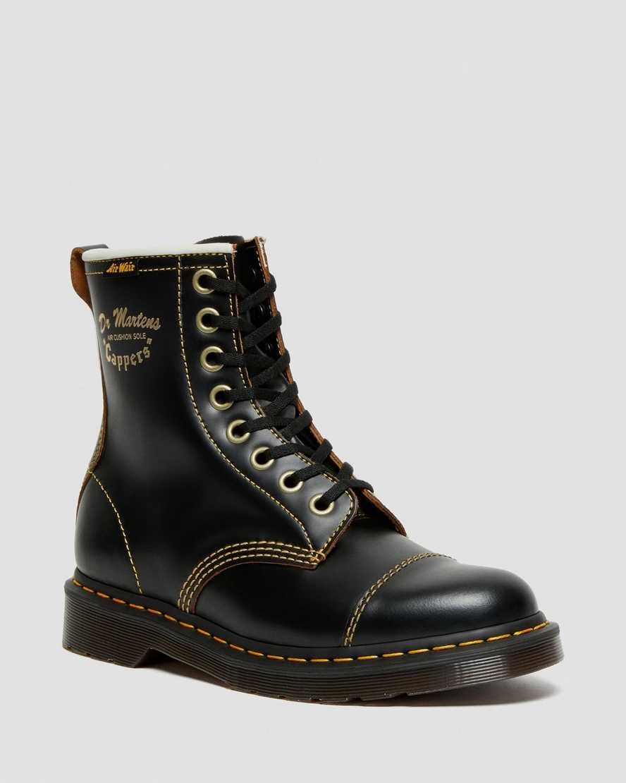 black dr martens capper vintage smooth mens casual boots
