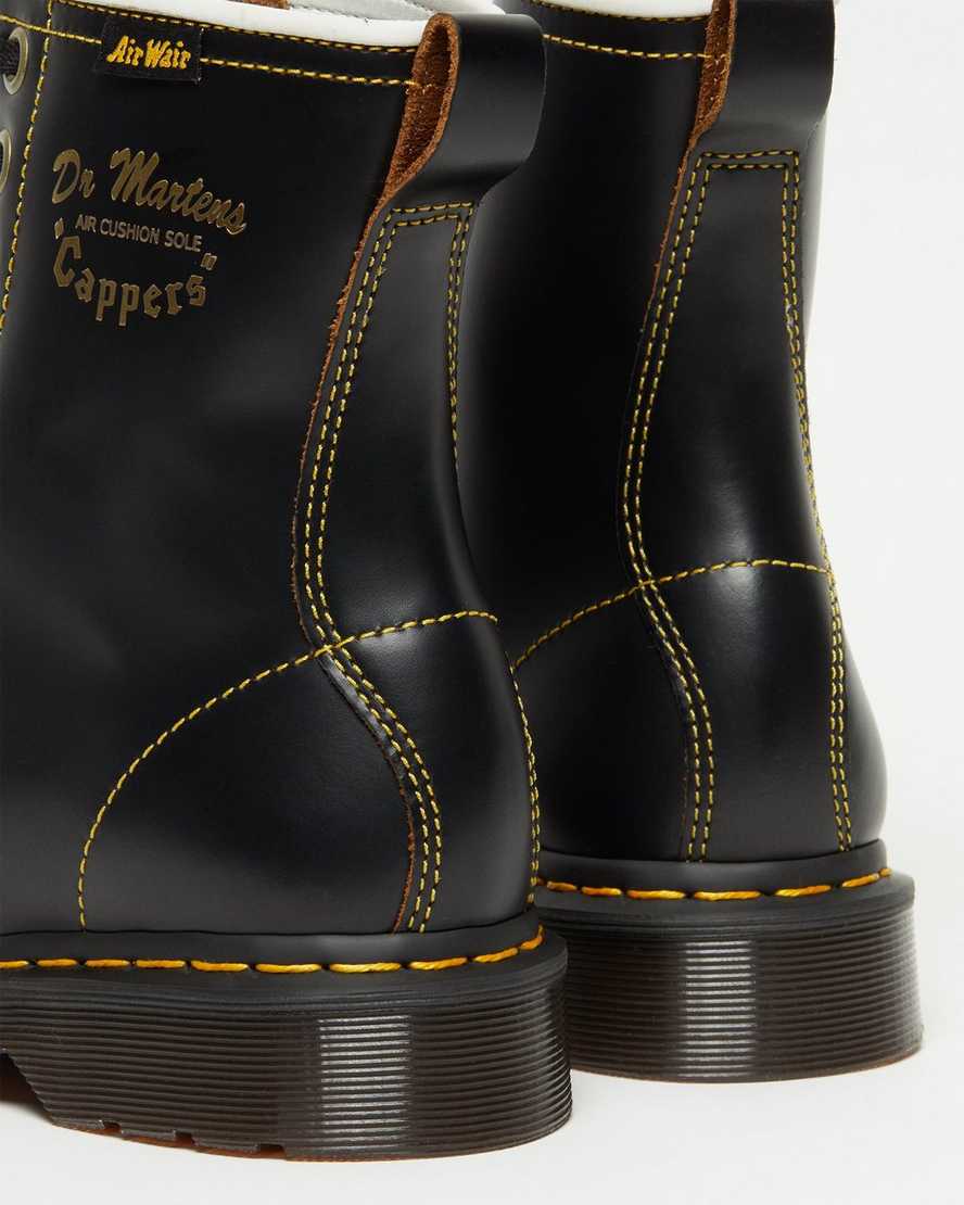 black dr martens capper vintage smooth mens casual boots