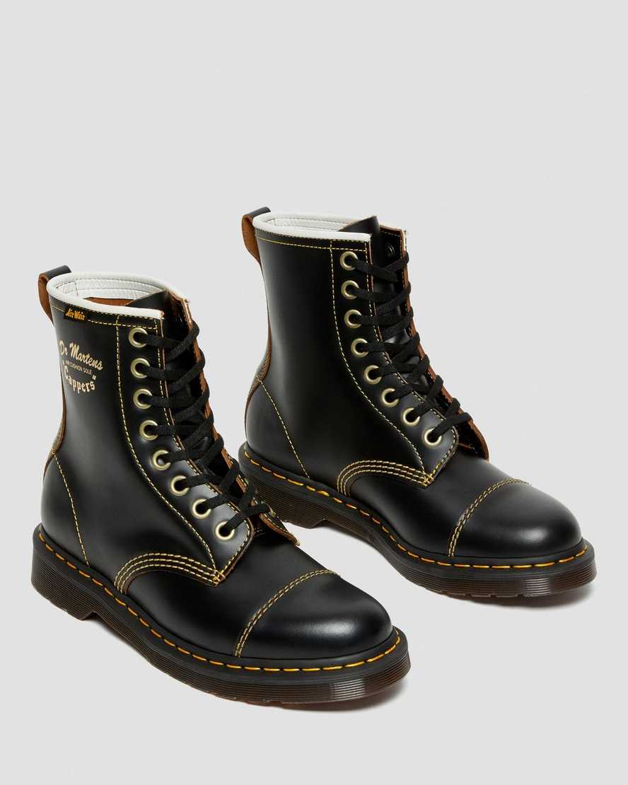 black dr martens capper vintage smooth mens casual boots