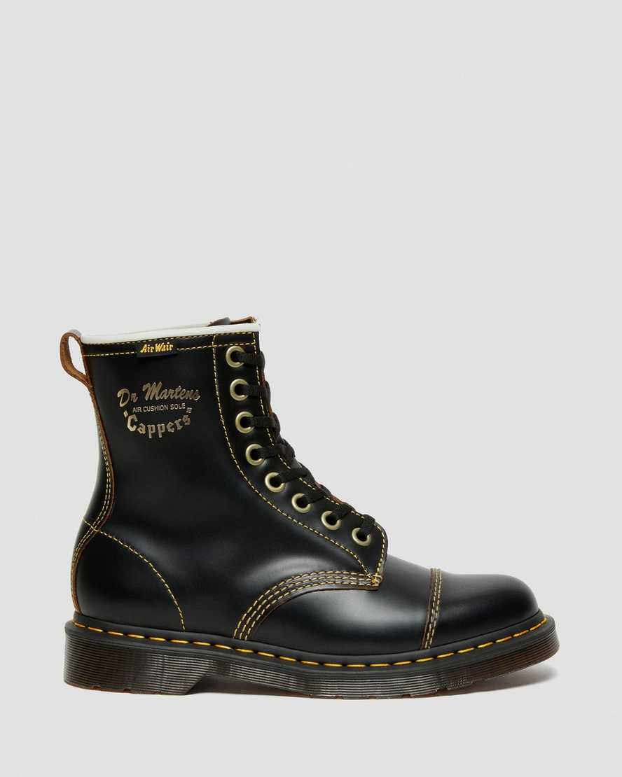 black dr martens capper vintage smooth mens casual boots