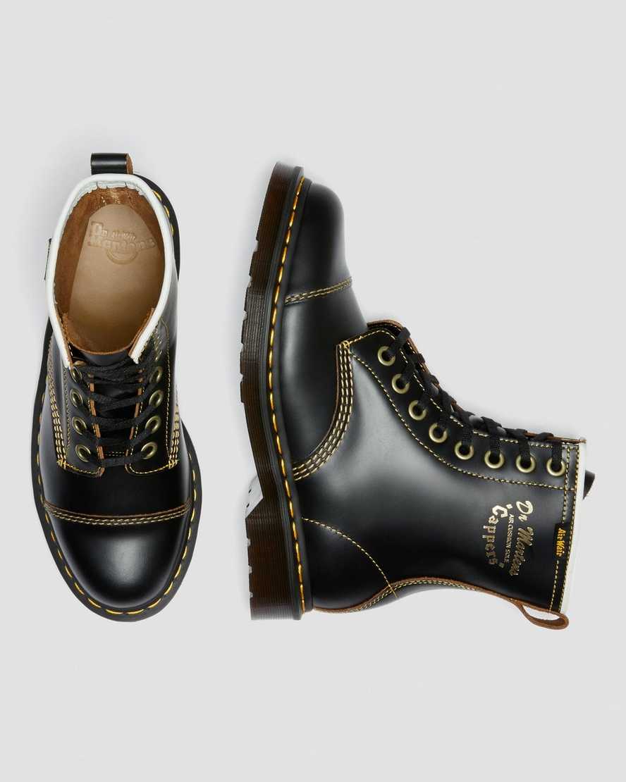 black dr martens capper vintage smooth mens casual boots