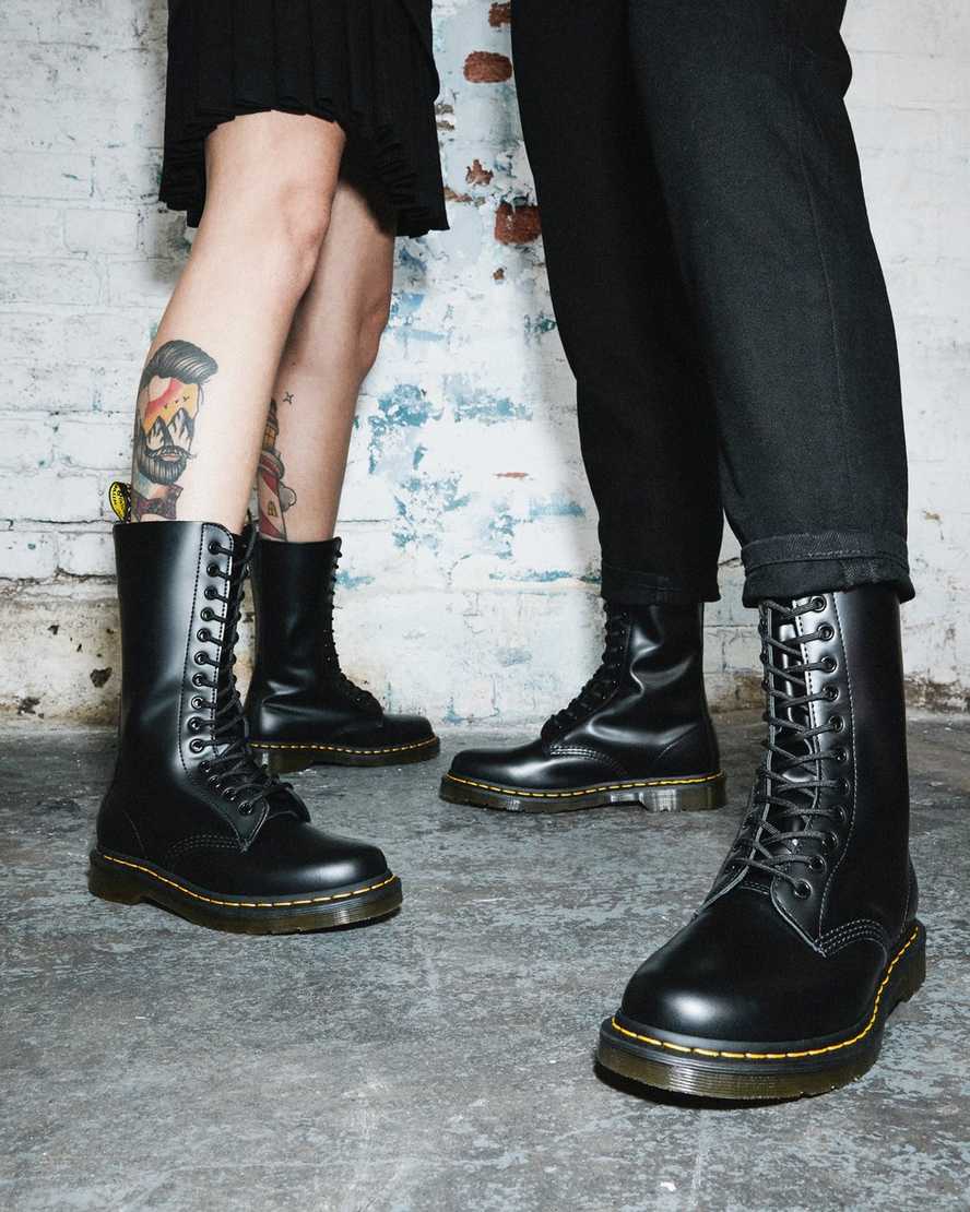 black dr martens 1914 smooth tall mens casual boots