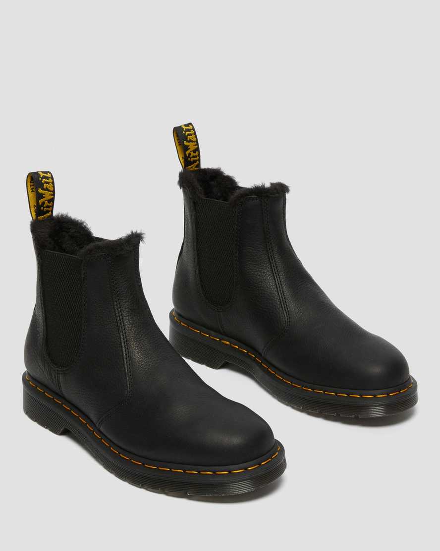 black dr martens 2976 faux fur lined mens chelsea boots