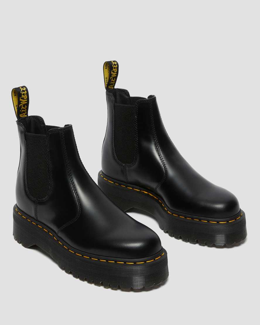 black dr martens 2976 polished smooth platform mens chelsea boots