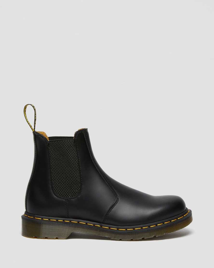 black dr martens 2976 yellow stitch smooth mens chelsea boots