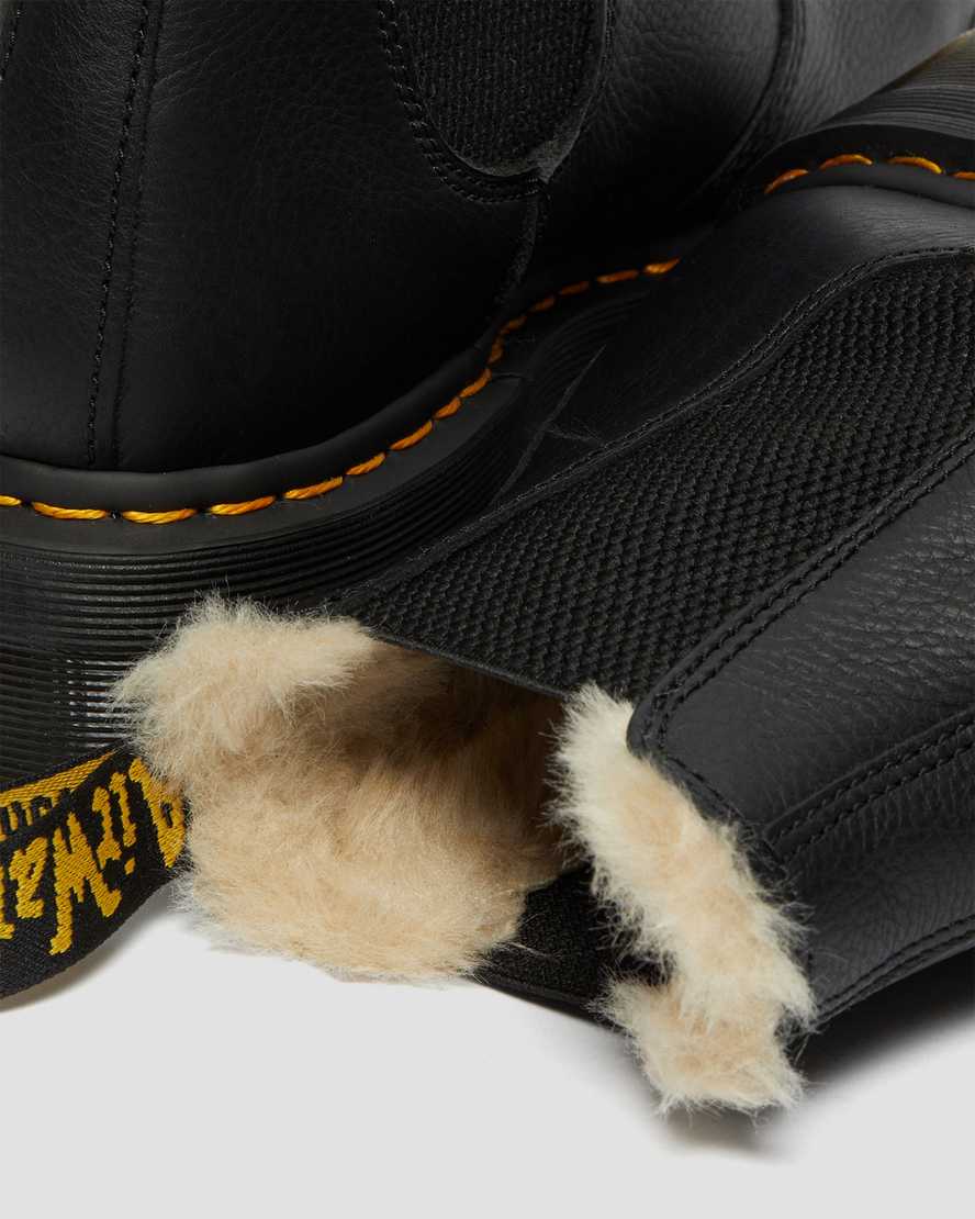 black dr martens 2976 faux fur lined platform mens chelsea boots