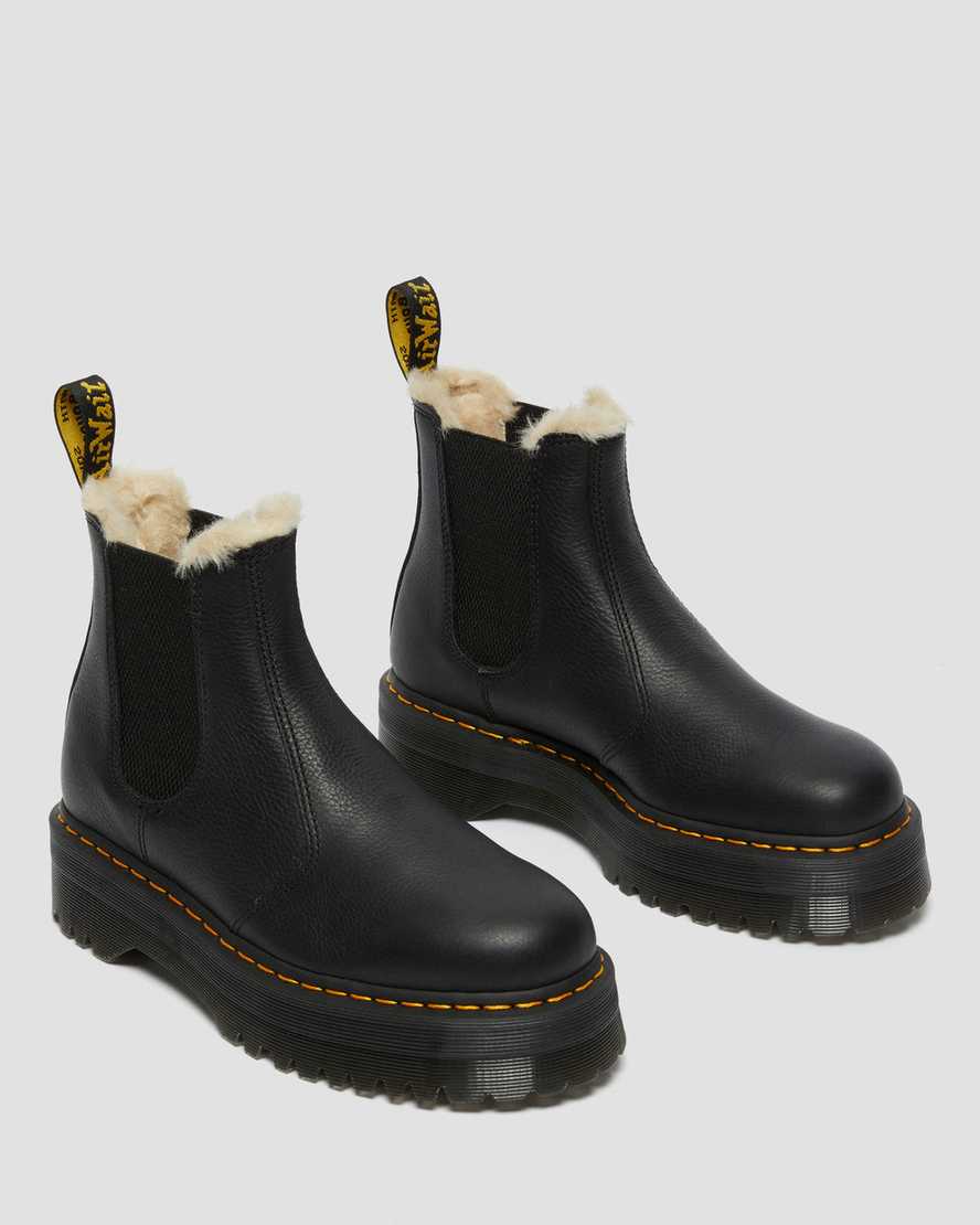 black dr martens 2976 faux fur lined platform mens chelsea boots