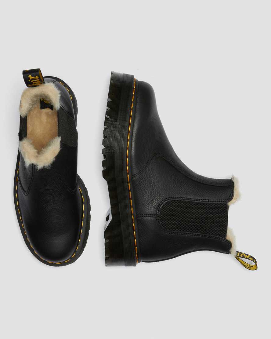 black dr martens 2976 faux fur lined platform mens chelsea boots