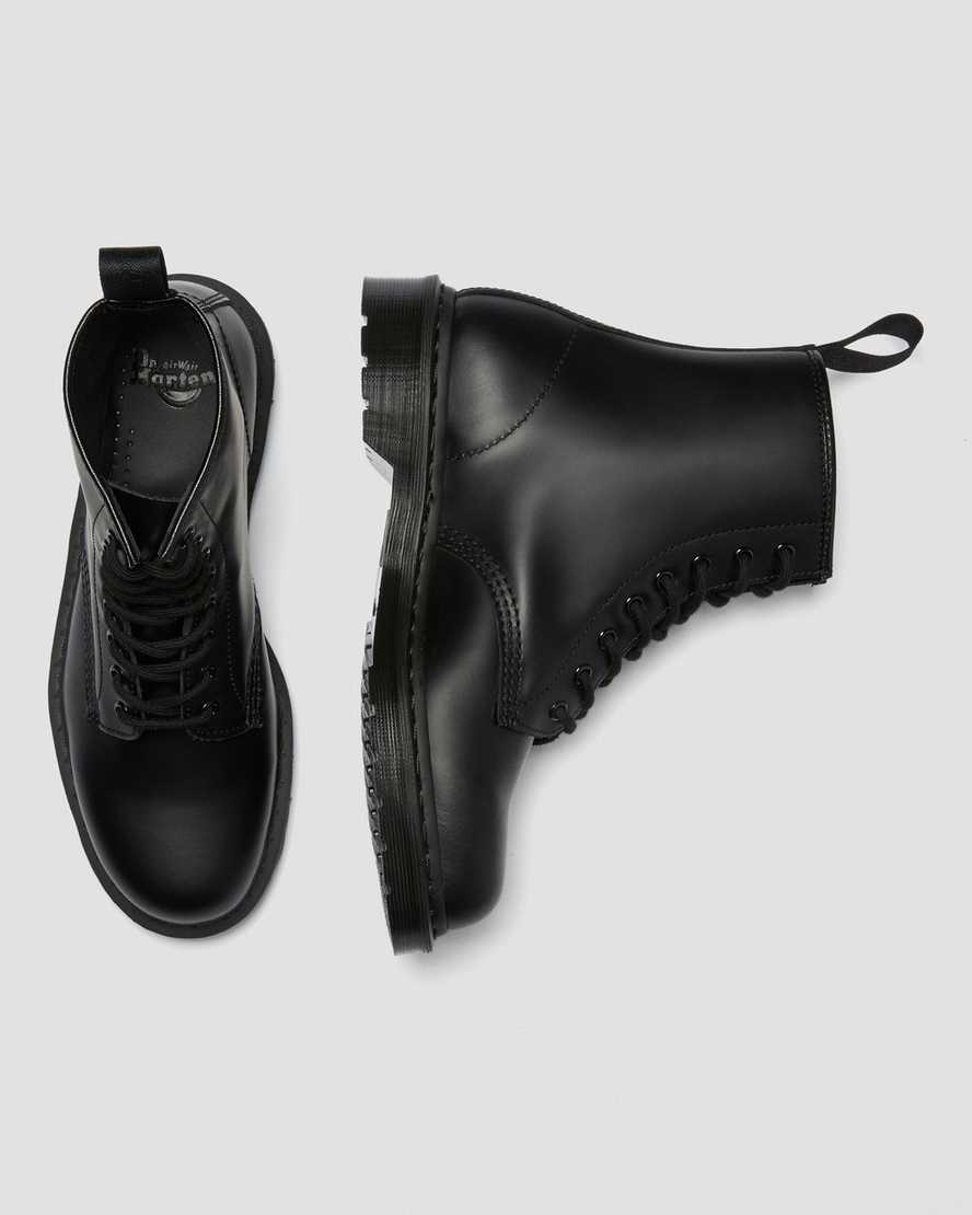 black dr martens 1460 mono smooth mens lace up boots